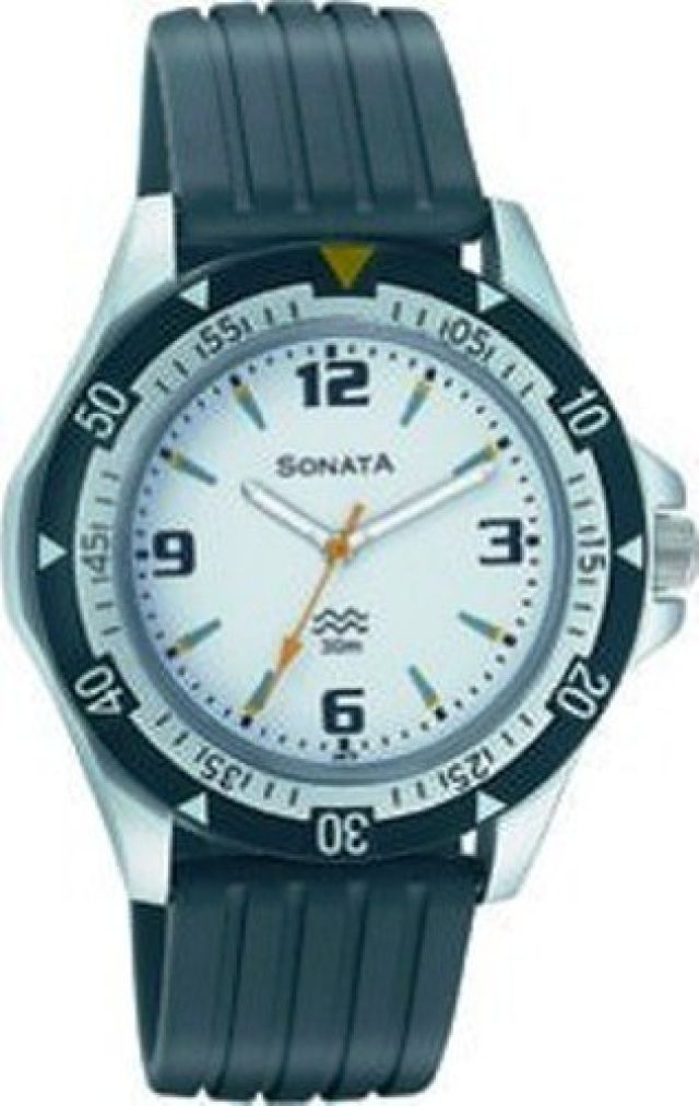 Analog White Dial Black Plastic Strap Watch for Men