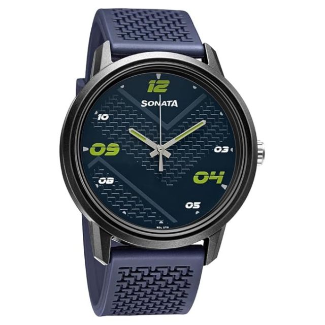 PU Strap Blue Dial Watch for Men-