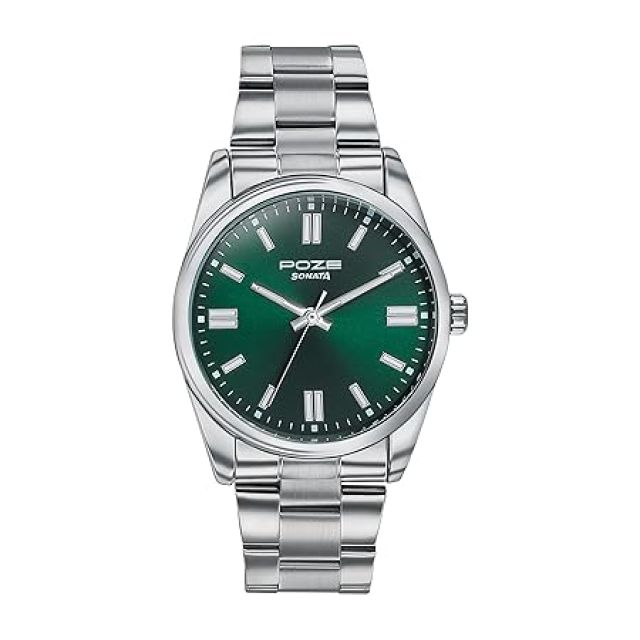 Sonata Poze Drop 6 Quartz Green Round Dial Men's Watch